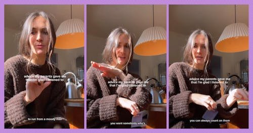 Mom Shares "Nuggets Of Advice" From Parents: "Run From A Moody Man"