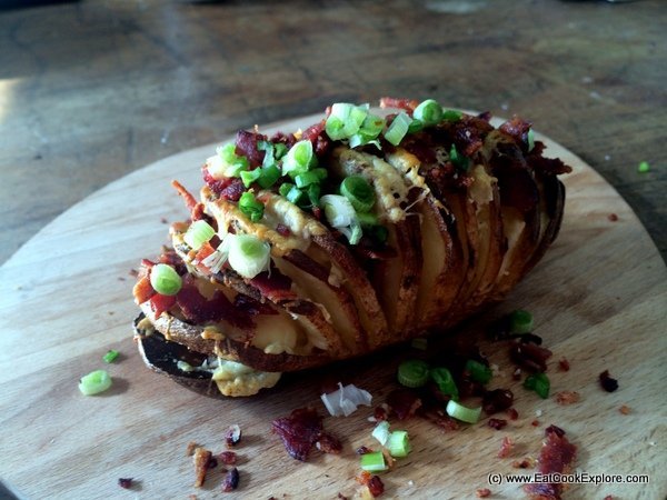 Hasselback Baked Potatoes with bacon and cheese
