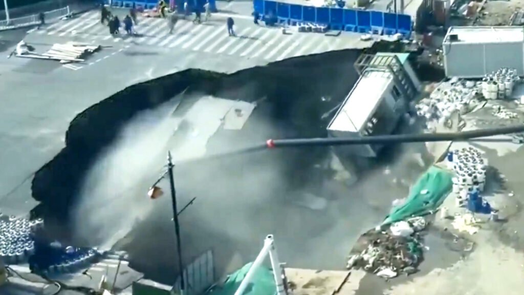 Workers Just Sat There Watching A Sinkhole Open To Make Sure It Was Real