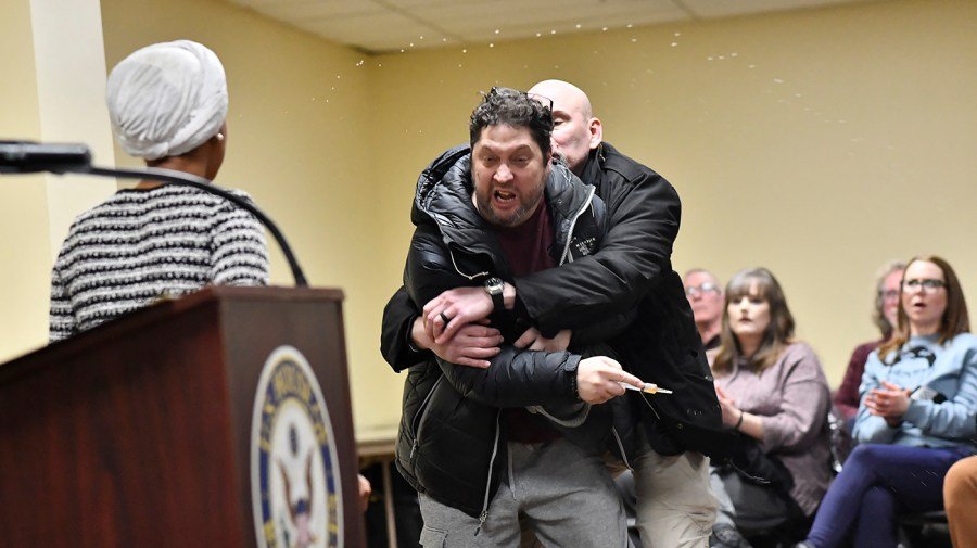 Judge declines to release man accused of spraying vinegar on Omar at town hall