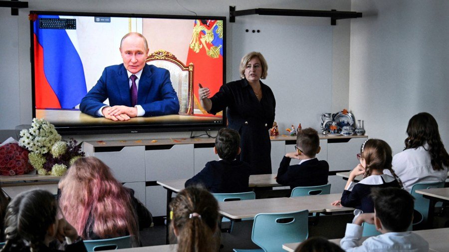 Putin’s classroom propaganda includes goose steps and grenades 