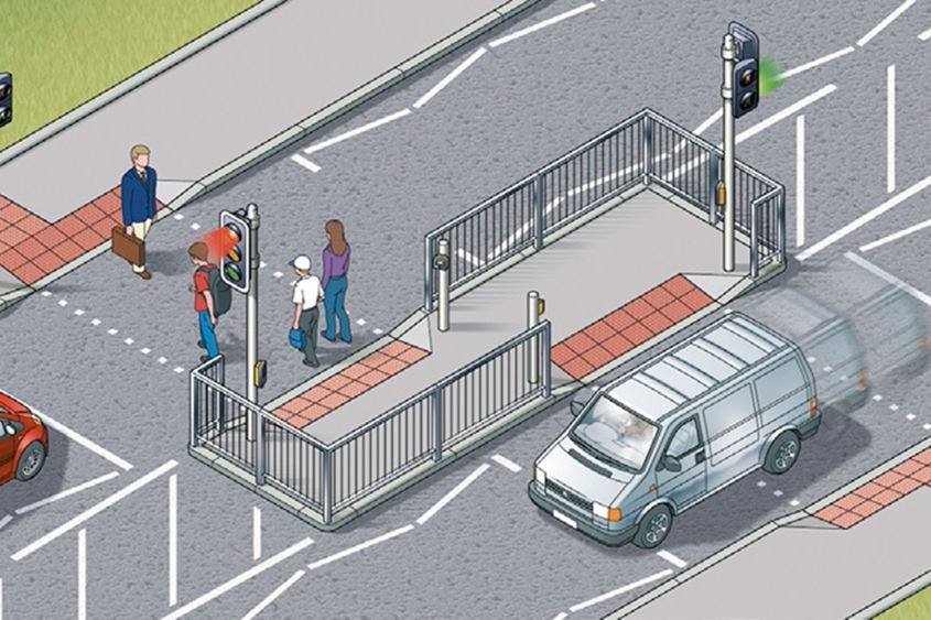 What is a staggered crossing?
