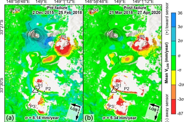 Monitoring pre- and post-failure InSAR-derived deformation in surface mining complexes