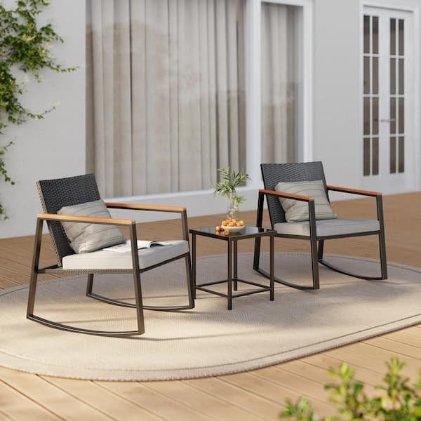Patio Rocking Chairs 3-Piece Set only $79.99 shipped!