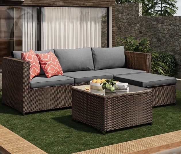 Wicker 3-Person Modular Patio Conversation Set with Cushions only $289.99 shipped!