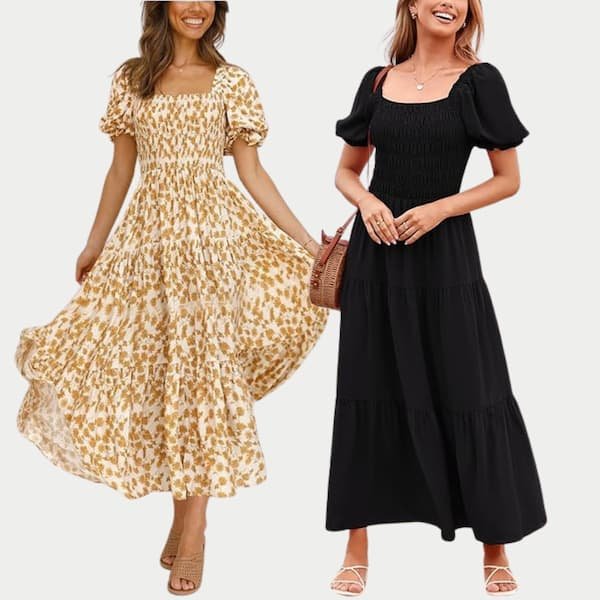 Puff Sleeve Maxi Dress only $17.49!