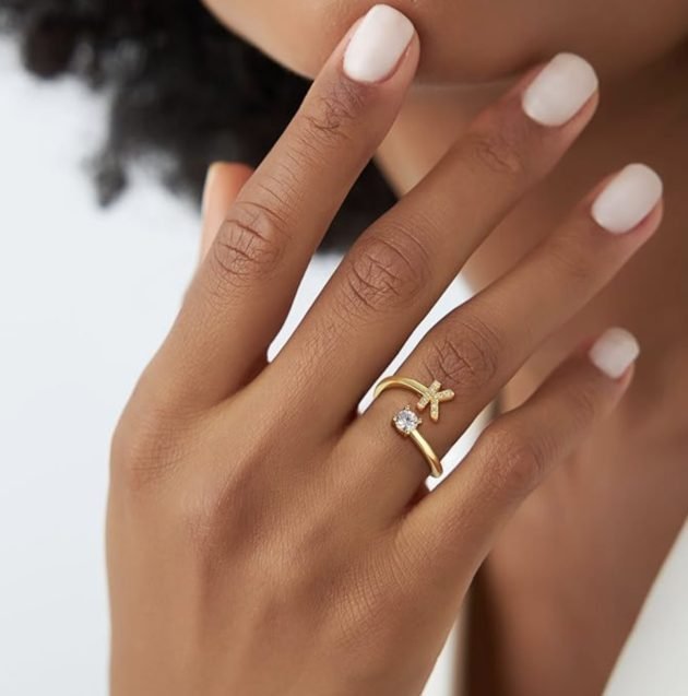 Dainty 14K Gold Plated Adjustable Initial Rings only $4.99 {Great Easter Basket Gift for Teen!}