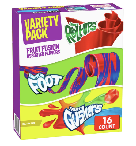 Fruit Roll-Ups, Fruit by the Foot, Gushers Snacks Variety Pack 16-Count only $3.76 shipped!