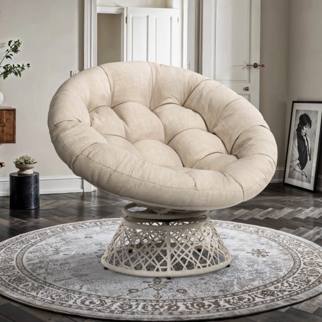 Swivel Papasan Accent Chair with Extra Thick Cushion only $98.99 shipped!