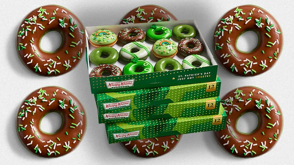 Krispy Kreme is giving away free doughnuts for St. Patrick’s Day today. But you have to wear the right thing