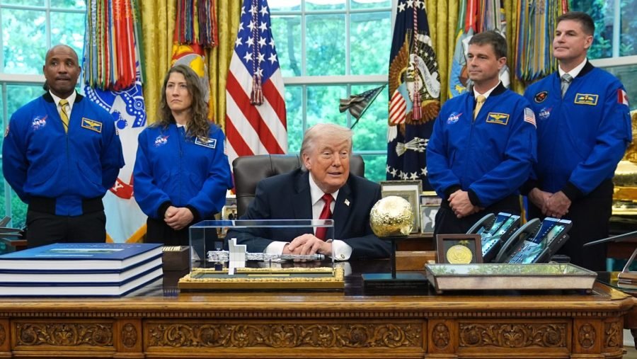 Trump learns of Voting Rights Act ruling from reporters in Oval Office