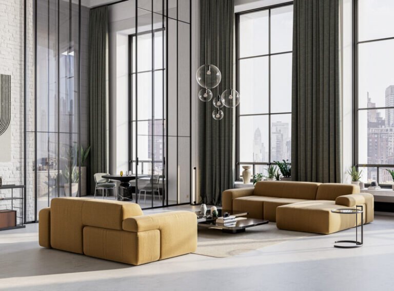 This Asymmetrical Sofa Fits Together Like Staggered Stone Terraces