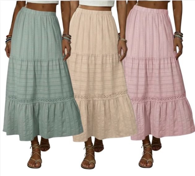 Women’s Boho Crochet Lace Cotton Maxi Skirt only $17.99!