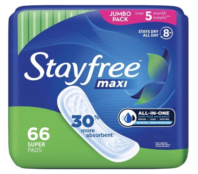Stayfree Maxi Pads (66 Count) only $5.10 shipped!