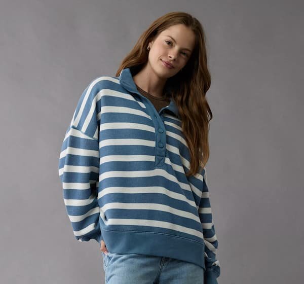 American Eagle Women’s Big Hug Henley Sweatshirt only $17.98 (Reg. $60), plus more!