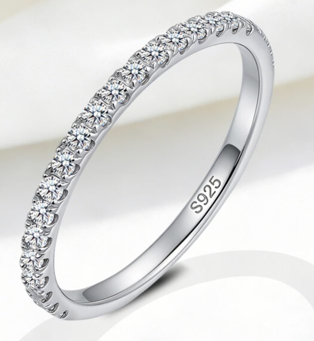 Moissanite Sterling Silver Wedding Band only $12.94 (Reg. $37!)