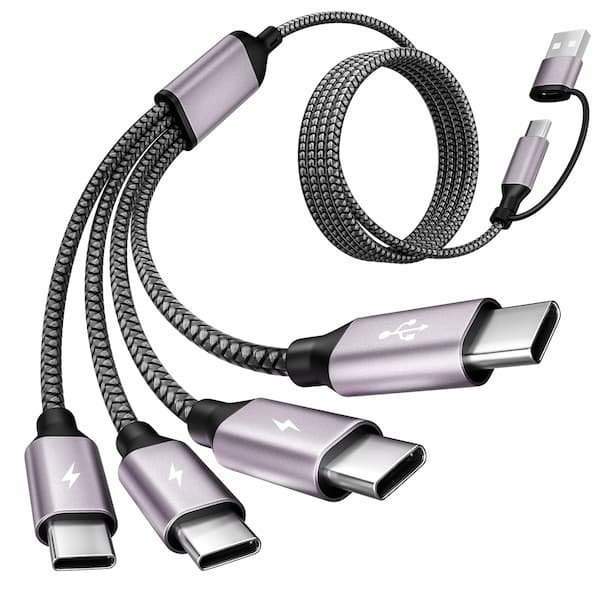 4-in-2 USB-C Splitter Multi-Charging Cable only $4.99!