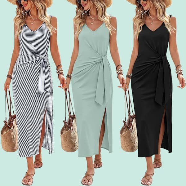 V-Neck Front Tie Midi Dress as low as $14.79!