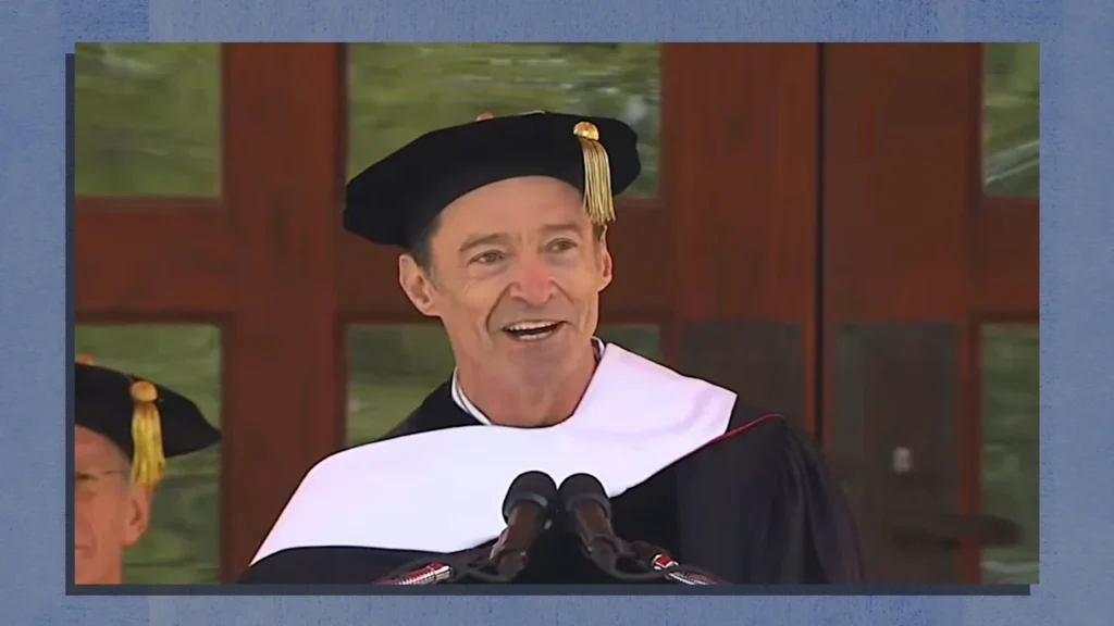 Hugh Jackman tells new grads the most “painful lesson” he learned