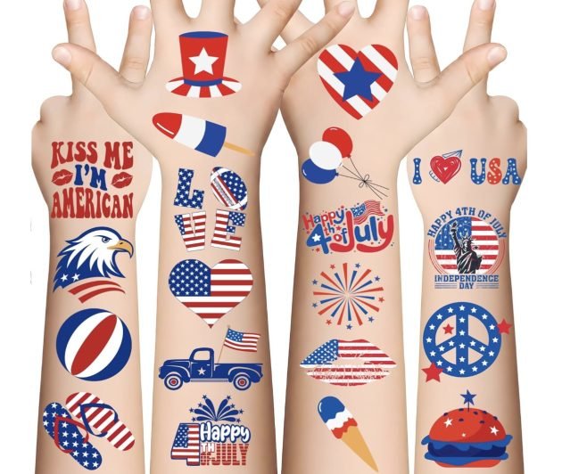 USA Flag Patriotic Temporary Tattoos, 120 count only $2.98!