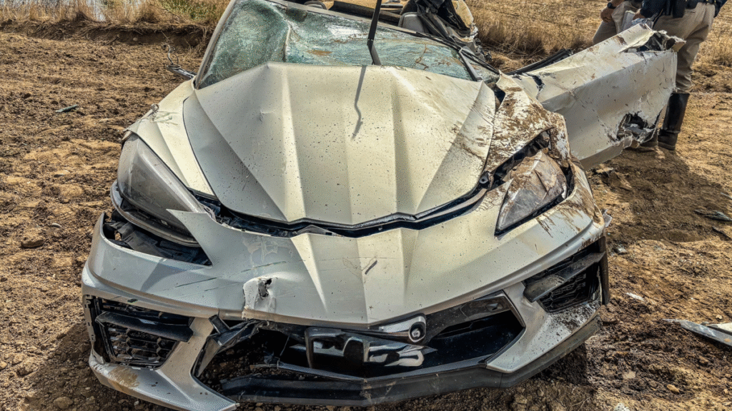 Chevrolet Corvette C8 Flattened In Rollover Crash After Driver Speeds