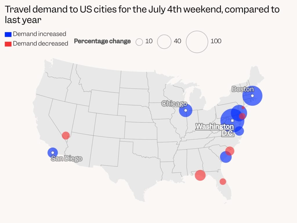MAPPED: Americans are flocking to historic cities like DC and Boston for the country's 250th anniversary