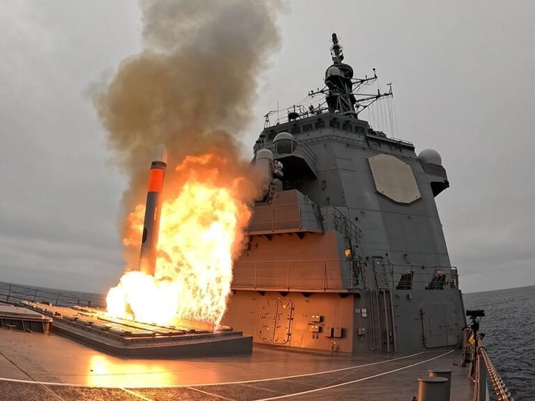 A Japanese destroyer fired its new Tomahawk missiles for the first time