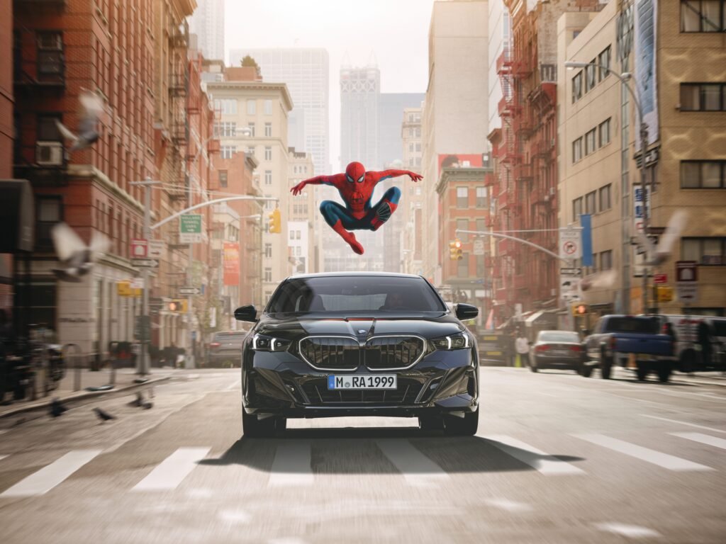 You can't escape ads for the new Spider-Man movie — even in your BMW