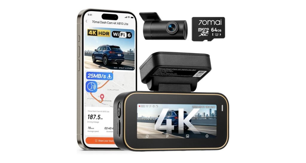 70mai A810 Lite Packs 4K Recording and Optional 4G Into a Compact Dash Cam