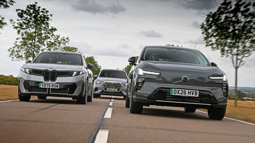 BMW iX3 vs Mercedes GLC vs Volvo EX60 - pictures