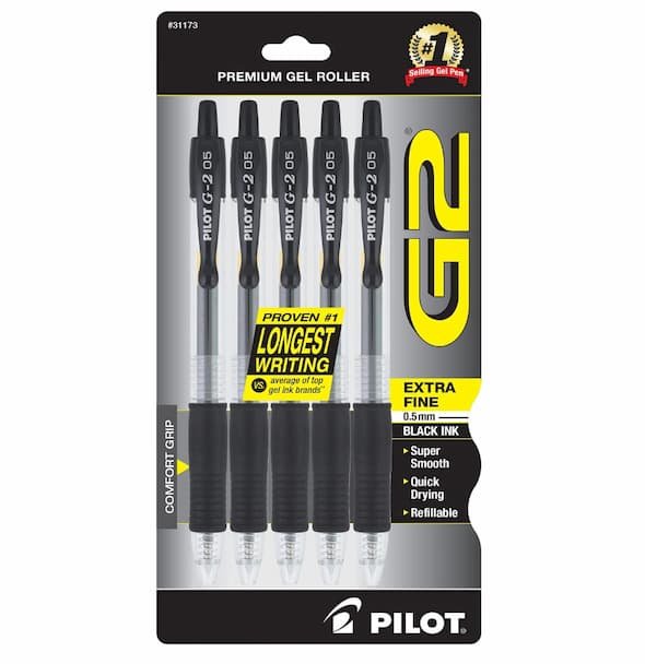 Pilot G2 Premium Gel Roller Pens 5-Count only $4.95!