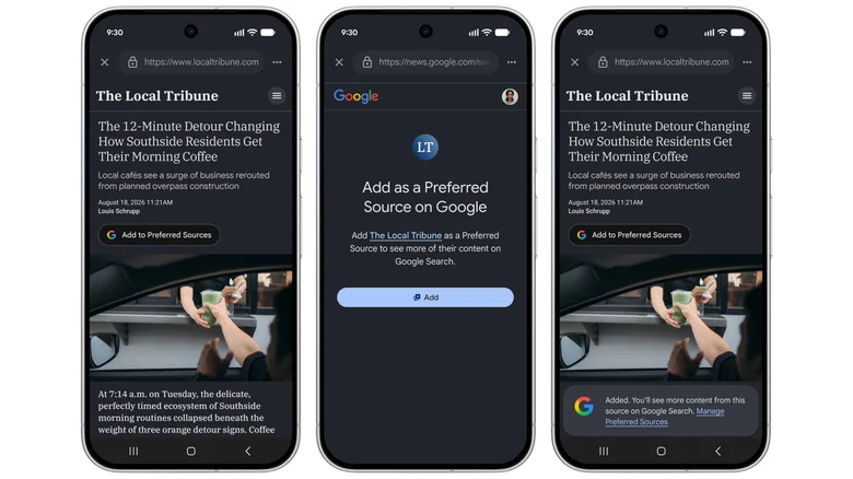 Google Now Lets You Choose Your Favorite News Sources in Search and AI Overviews