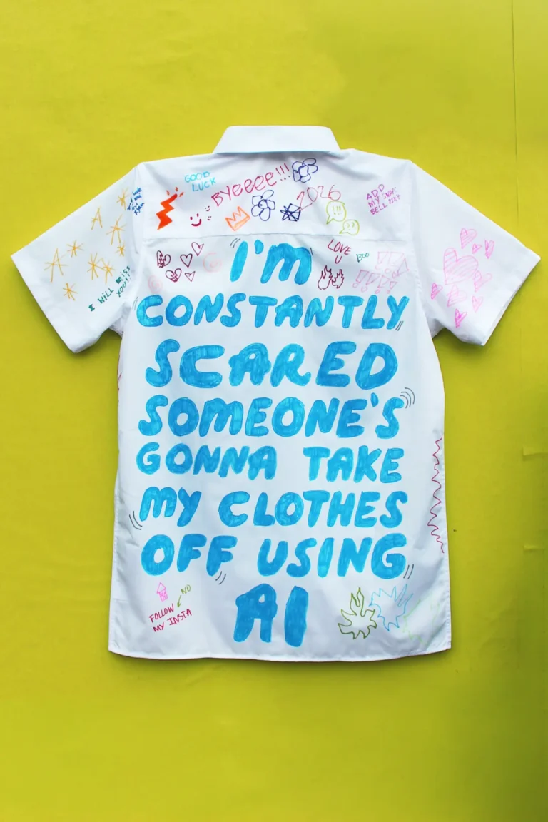A billboard of signed school leavers' shirts has appeared in London, and the messages aren't what you'd expectd