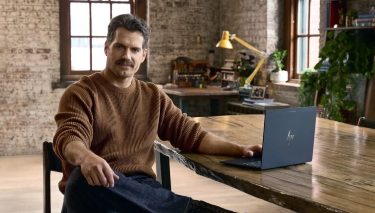 Henry Cavill is using a Googlebook to make a video game