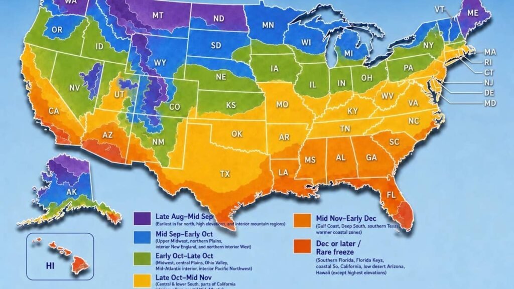 Map Shows When Your State Gets Its First Frost as Cold Arrives Next Week