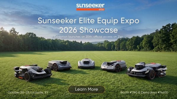 Sunseeker Elite's X8 Plus Headlines Its Wire-Free Robotic Mower Lineup at Equip Expo 2026
